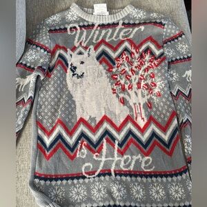 Game of thrones  Gray Christmas  Sweater with Wolf Design